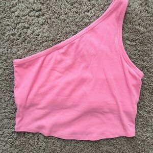 PINK Victoria's Secret Asymmetrical Pink Crop Tank Top